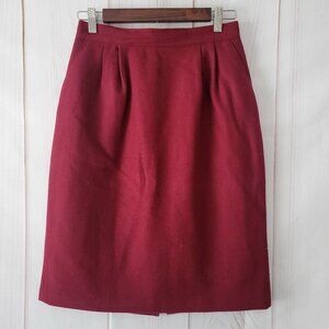 100% WOOL Vintage Sag Harbor Women’s Pencil Skirt, Sz 8, Red, Knee Length, EUC